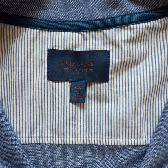 Fairlane 1/4 Zip Pullover Mens XXL 2XL Blue Performance Pique Stretch Mock Neck - Picture 3 of 5